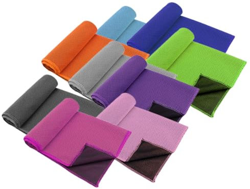 Happyyami 9pièces Serviette De Sport Rafraîchissante avec Étui Serviette De Fitness Et Confortable pour Yoga Gym Plage Et Activités De Plein Air