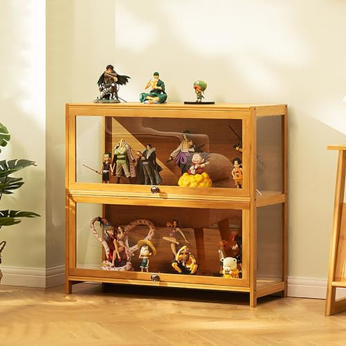 Vitrinenschrank Sammlervitrine Stehend Standvitrine Glasvitrine Acryl Vitrine Standvitrine Acryl Vitrine Doppeltüren Großer Kapazität Sammlervitrine Handgefertigtes Lagerregal für Waren 70*32*73CM E