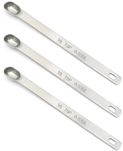 BERYLER 3 cucchiaini da tè da 0,63 ml | 0,63 cc | Dash) Cucchiaio dosatore singolo, in acciaio inox, solo cucchiai dosatori a manico lungo