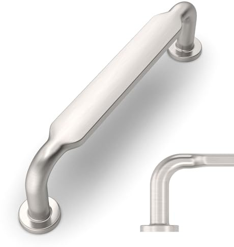 Amerdeco 10 Pack Brushed Satin Nickel Cabinet Pulls 3-3/4 Inch(96mm) Hole Centers Kitchen Cabinet Handles Solid Zinc Alloy Cabinet Hardware Drawer Pulls AM017