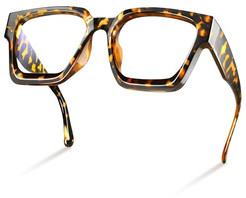 livho Oversized Blue Light Blocking Glasses for Woman - Rectangle Fashion Glasses for Computer, Chic Preppy Frame