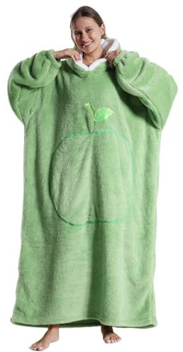 Übergroße tragbare Decke für Damen und Herren, Dicker Warmer Kapuzenpullover mit Riesentasche, super gemütlicher Riesen-Decken-Hoodie für Teenager (Grün)