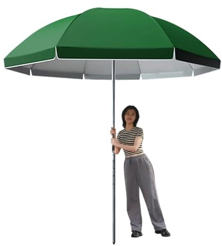 Sonnenschirm 220 cm/240 cm, Sonnenschutz UPF 50+ Strandschirm, Tragbarer Gartenschirm mit Höhenverstellbar Stahlmast, Rund Stabil Windfest Marktschirm(Blau,240cm/8ft)