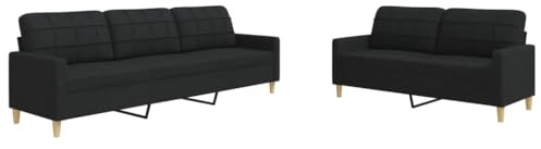 vidaXL 2-TLG. Sofagarnitur Schwarz Stoff