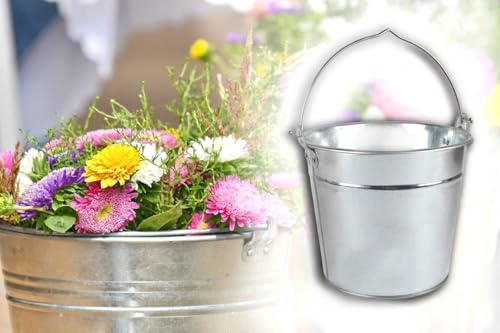 Zinkeimer 5 Liter, Wassereimer, Eimer, Metalleimer mit Henkel, rostfrei für Küche, Abfall, Garten, Bauarbeiten, Balkon, Terrasse