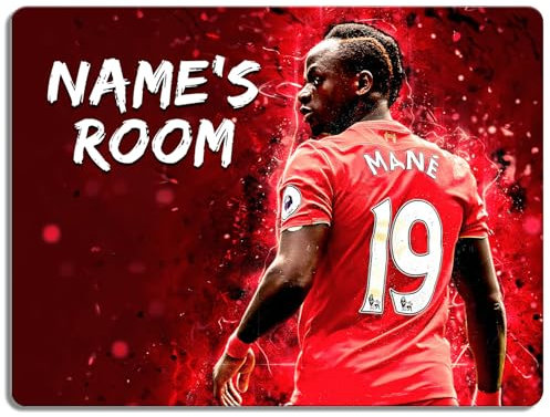 Personalised Mane Bedroom Door Sign Football Legend Room Name Plaque Children's Boys Liverpool Football Player Kids Birthday Gift NLD06