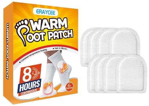 Patch riscaldante per piedi – Cuscinetti riscaldanti per piedi, cerotti termici usa e getta | Comoda soluzione adesiva per il riscaldamento del piede, 6 cerotti adesivi e sicuri per giornate fredde,