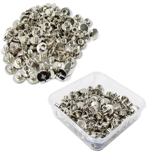 JXPXJMY 50 PCS Chicago Screw Set, Carbon Steel Binding Rivets for Books Leather Ledgers Travel Cases (Silver, M5*4)