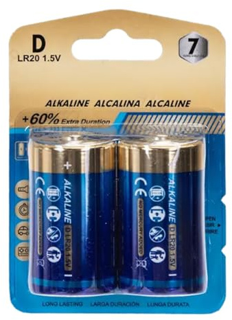 Lot de 2 Piles alcalines LR20D 1,5 V - Idéales pour Les Lampes de Poche, Jouets et Autres appareils nécessitant de la Puissance. Assurez-Vous de ne Pas manquer d'énergie
