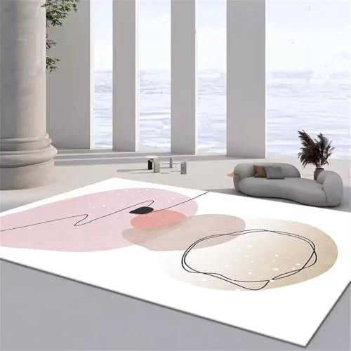 RUGMRZ Schlafzimmer Teppich Bodenmatte Kinderzimmer 70x140CM wc Teppich Gamer Teppich Sahne Rosa weicher waschbarer moderner minimalistischer Teppich