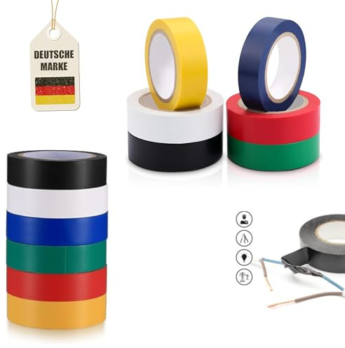 Instinktive-Oase® Isolierband Isoband Elektrikerband in 6 verschiedenen Farben | Unser Klebeband definiert sich aus Hitzebeständigkeit, starke Klebekraft & Reißfestigkeit (6 x Schwarz)