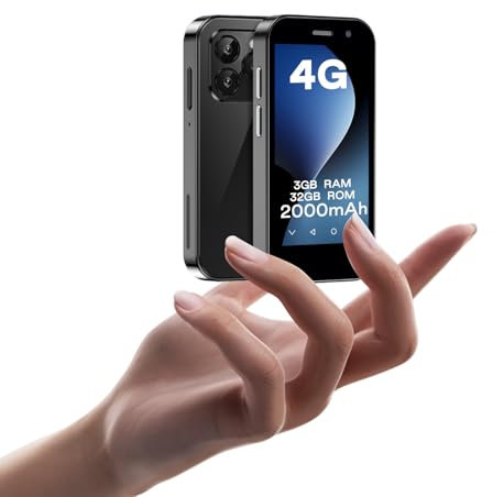 JoyZap Mini 4G Smartphone sbloccato, display da 3.0 pollici, batteria da 2000mAh, corpo sottile, fotocamera da 5MP, Android 9.0, Quad-Core, Dual SIM, 32GB RAM Telefono per bambini (3+32G Nero)