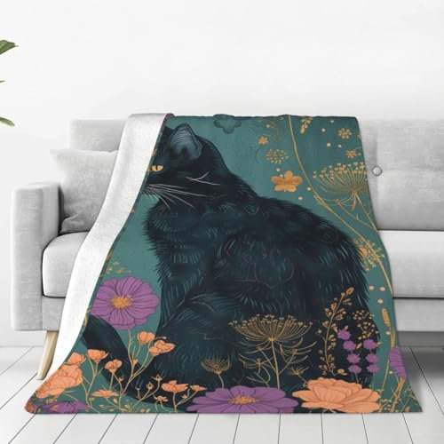 Oudrspo Süße Vintage-Katze, süße Vintage-Katzendecke, Anti-Pilling-Überwurf, gemütliche, strapazierfähige Decken für Büro, Couch, Kino, Sofa, Bett, Geschenke, 101,6 x 76,2 cm