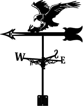 Banderuola segnavento in ferro battuto per esterni, banderuola segnavento in metallo con ornamento a forma di aquila calva, palo da giardino a forma di gallo, banderuola segnavento in ferro per deco