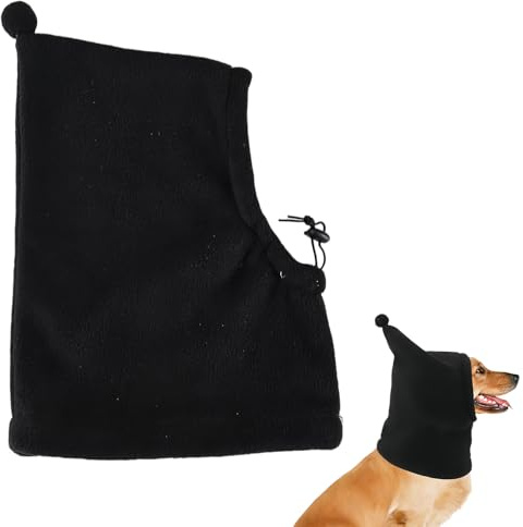 Dog Hat, Zoo Snoods for Dogs, Dog Snood, Ear Defenders, Thickened Neck Warmer Scarf Ears Hoodie,Knitted hat Winter Holiday Outdoor Walking Essential Clothing Matching (Black)