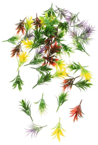 SHINEOFI 50pièces Tufts De Plantes Miniatures Colorées pour Scénarios De Modélisme Ferroviaire Décorations Herbe Statique pour Maquettes Et Terrariums