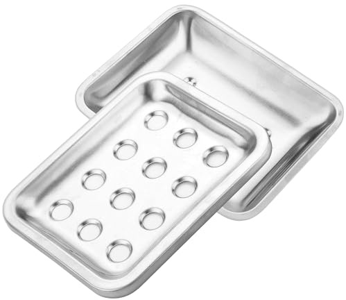 Stainless Steel Soap Dishes Chrome Soap Dish for Bathroom Double Layer Draining, Silver SoapDish Tray with Drainage for Bathroom Bathtub Kitchen Sink (Rectangular)