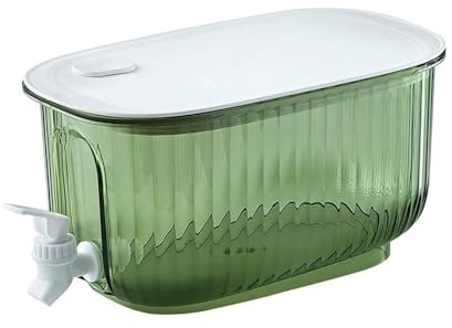 Pichet d’eau Distributeur d'eau et de boissons 4 L for réfrigérateur, carafe à eau avec robinet, grande capacité, bouilloire froide, pichet à jus, seau d'eau fraîche for la maison Pot en verre(Green)