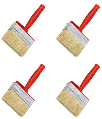 Lot de 4 applicateurs de peinture en poils naturels - Idéal pour les revêtements solvants, vernis, bois, huile sur murs et terrasses