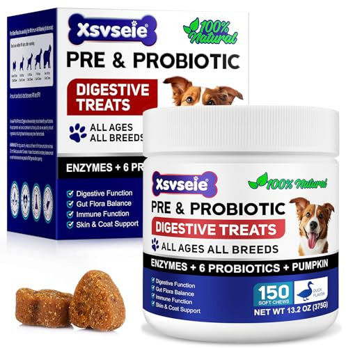 Probiotika Hund,Probiotische Kautabletten für Hunde,mit Probiotika und Verdauungsenzyme mit Präbiotika,Unterstützung der Verdauung und Linderung von Juckreiz,Allergien,Durchfall und Blähungen,150Ps