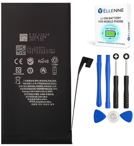 ELLENNE Batterie pour Apple iPhone 13 de 3227 mAh avec kit de tournevis inclus