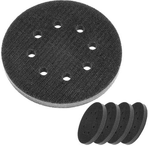 QWORK® 5 Pack 125 mm 8 Holes Sponge Buffering Backing Pad, 12 mm Thick Soft Density Hook & Loop Interface Pads for Polishing