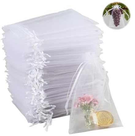 leruiyezs 100pc Organzasäckchen 10x15cm Mit Schnur,Weiß Klein Geschenk,Schmuckbeutel Für Hochzeit,Geburtstag,Party,Festival,Weihnachten,Bonbonsbeutel,Lavendelsäckchen,Wiederverwendbar,Geschenkbeutel
