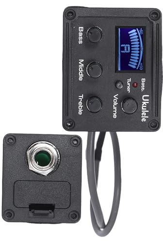 Healifty Ukulele Tonabnehmer Kunststoffgehäuse mit 3-band Eq Equalizer und Digitalem Tuner Präzises Stimmgerät für Ukulele und Gitarre