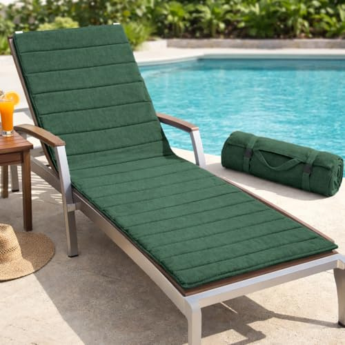 MANEMI Colchoneta para Tumbona Enrollable 190x60x1 cm, Cojín Acolchado con Fibra, Ligera,Diseño Portátil con Asa y Hebilla, Funda de Poliéster, Ideal para Playa, Jardín y Camping