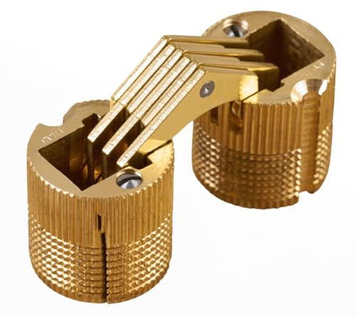 Gedotec Scharniere - verdecktes Einbohrscharnier | 1 Stück Möbelscharnier aus Messing | ZYSA | Einbohrband für Holz-Dicke 22-28 mm | Schrankscharnier rund für Bohr-Ø: 16 mm | Öffnungswinkel 180°