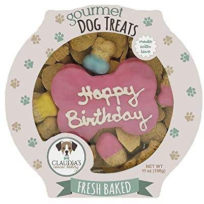 Claudia's Canine Bakery - Peanut Butter Happy Birthday Cookies, Pink, 10oz
