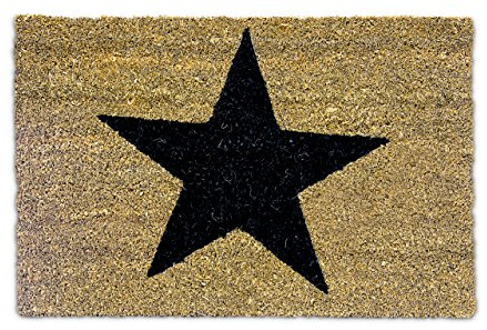 Relaxdays Felpudo con Estrella, Alfombrilla Coco y PVC, 40 x 60 cm, Alfombra Bienvenida Antideslizante, Color Marrón