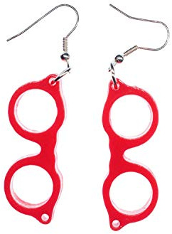 Miniblings Brille Woody Ohrringe Hänger Nerd Optiker Hipster Retro rot - Handmade Modeschmuck I Ohrhänger Ohrschmuck versilbert