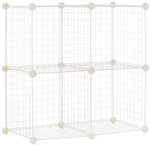 Amazon Basics 4 Regalwürfel Drahtregal, Weiß, 37 D x 77 W x 77 H cm