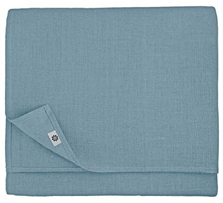 Linen & Cotton Tischdecke Stoff Tischtuch Decke Tischwäsche Caerula - 100% Leinen, Blau (147 x 300 cm) Eckig Einfarbig für Home Haushalt Haus Küche Dekoration Esstisch Restaurant Hotel Cafe Fest Party