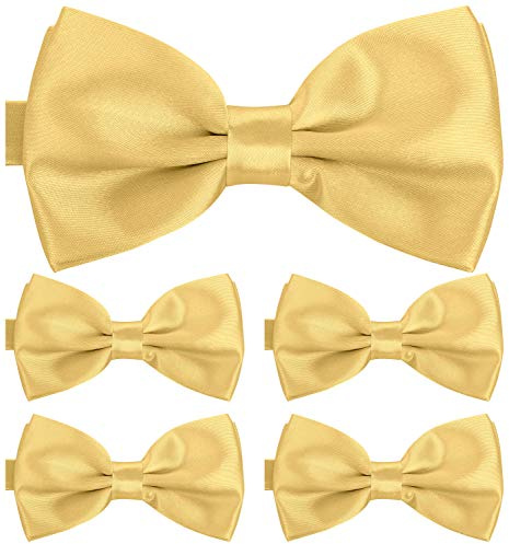 BomGuard Herrfluga set med 5 rosetter för män kostym dam bowtie, Sandguld, En Storlek