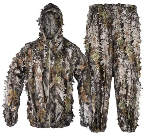 Tongcamo Caza Ghillie Traje 3D Bionic Leafy Camuflaje Ropa para la Caza de la Jungla, la Vida Silvestre Fotografía, Bird Watching, Halloween, Shooting, XL/XXL(fit Tall 6.0-6.3ft), Set de árbol 3D de