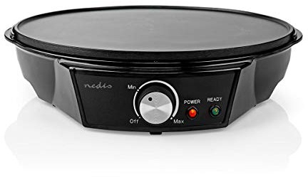 NEDIS FCCM120FBK30 Crêpière | 30 cm | 1200 W | Revêtement anti-adhésif | Réglage de la température | Indicateur lumineux | Fond antidérapant | 33 cm | 30 cm | 32,5 cm | Noir | Métal | Type F (CEE 7/7)