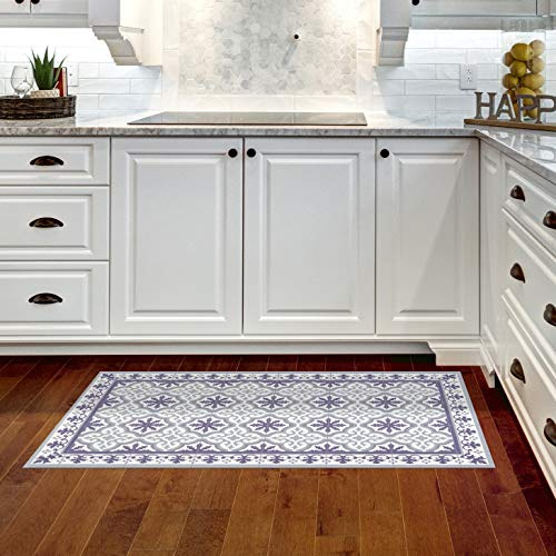 STORESDECO Alfombra de Vinilo PVC Acolchadas, Alfombras de Habitación Pasillo Salón Baño Alfombra Cocina Antideslizante y Lavable Gris-Morado 120 x 180 cm