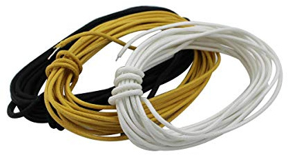 Guyker tygtäckt flätad gitarrtråd – 15 fot (5-vit/5-svart/5-gul) elektrisk vintage stil pushback gitarrtråd