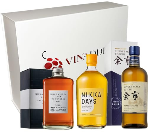 Coffret Cadeau Vinaddict - Whiskys japonais : Nikka From the Barrel 50cl, Nikka Days 70cl & Yoïchi Single Malt 70cl.