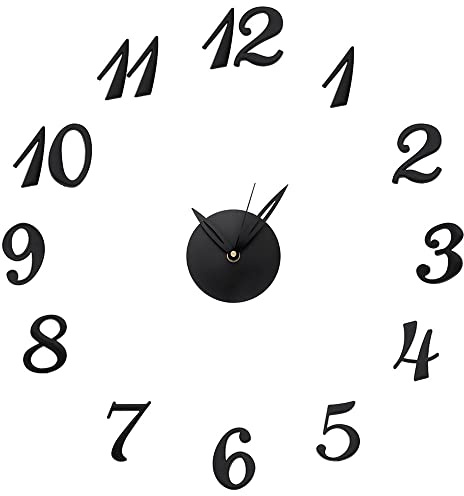 Orologio da parete fai da te, design originale di orologi adesivi, numeri e indici 3D completamente sagomati. Orologio da parete fai da te da incollare orologio 3D grandi orologi da parete per