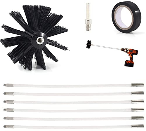Kit De Ramonage Poêle Pellet, Outil Nettoyage De Cheminée Brosses Réglable 6/9/12/15 Flexibles Cannes Kit pour Nettoyage du Poêle À Granulés pour Nettoyer Chaudières Canalisations,8FT