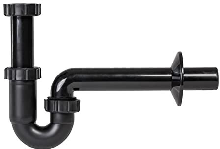 Sifone tubolare lavabo in acciaio inox cromato nero sifone scarico scarico Ø 32 mm nero