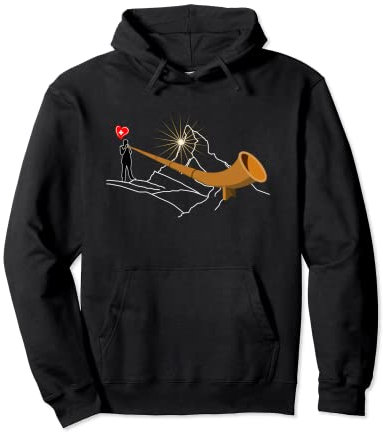 Matterhorn Berge in der Heimat Alphorn Schweiz Sonnenaufgang Pullover Hoodie