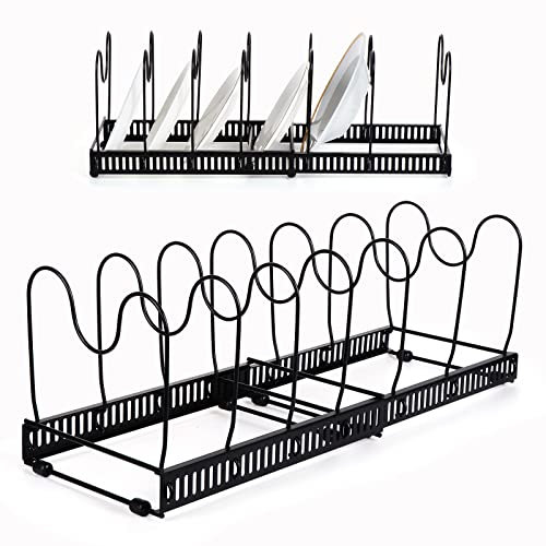 Kinsinder Rangement Couvercle Casserole, Porte-casseroles Rangement Casserole pour Organisateur de Plateaux de Cuisson avec 7 Compartiments Réglables pour Casseroles, Couvercles