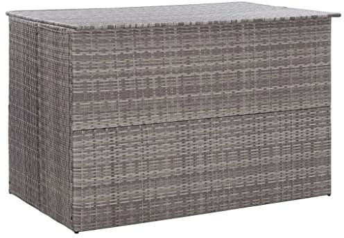 Makastle Gartenbox Auflagenbox Kissenbox Gartentruhe Truhe Box Aufbewahrungsbox Auflagenkiste Polyrattan Gartentruhe Aufbewahrungstruhe Grau 150x100x100 cm