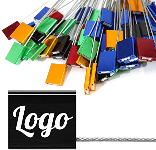 Pobsuier® 100 Bridas Metálico Personalizadas Precintos de Seguridad Candado Desechable con Cable para Logística Camion Contenedores