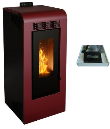Stufa a Pellet Ventilata Giulia 10 Bordeaux 10,26 KW 4 STelle 100 m2 riscaldabili (Stufa + Modulo Wifi)