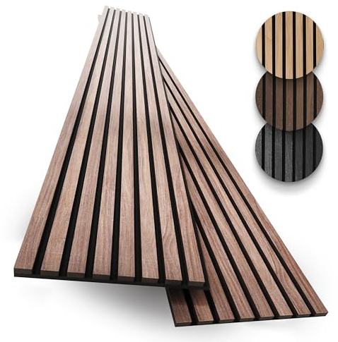 2-Pack Acoustic Wood Slat Panels - Soundproof Wall Paneling for Interior Decor